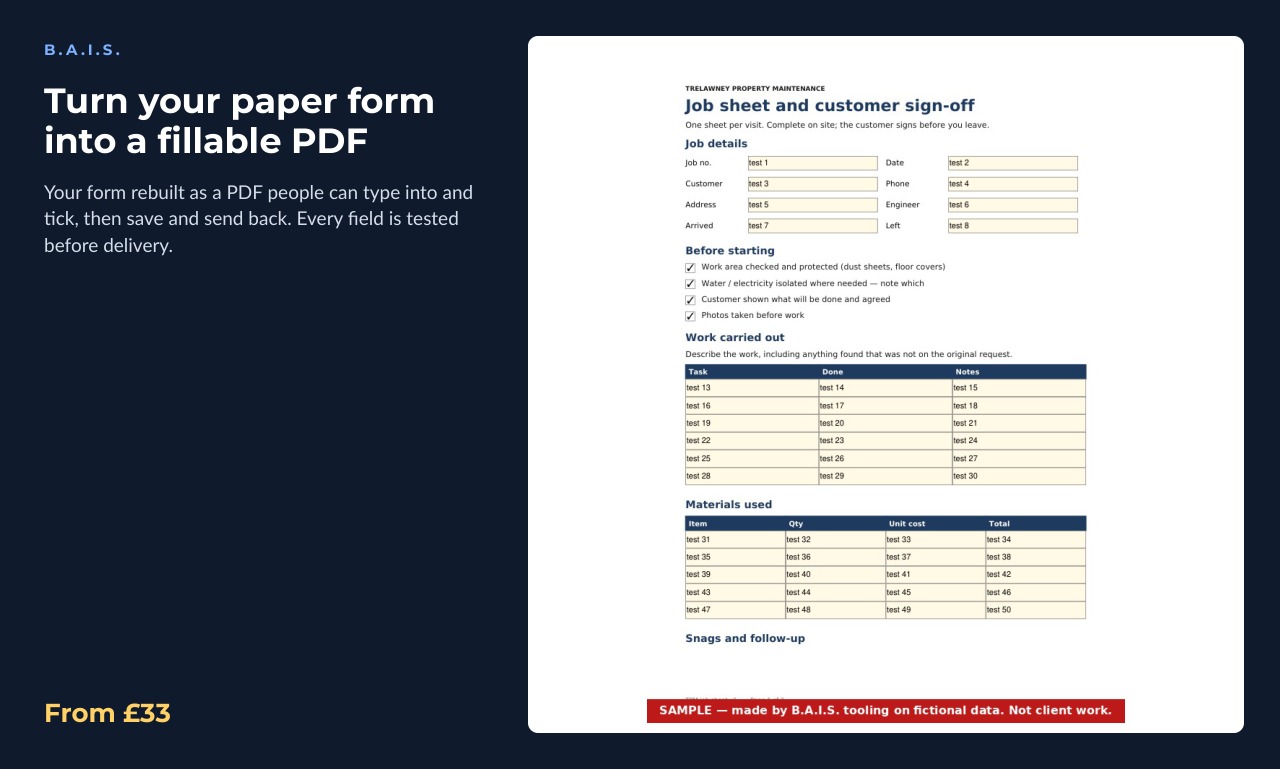 Sample output for: Turn your paper form into a fillable PDF