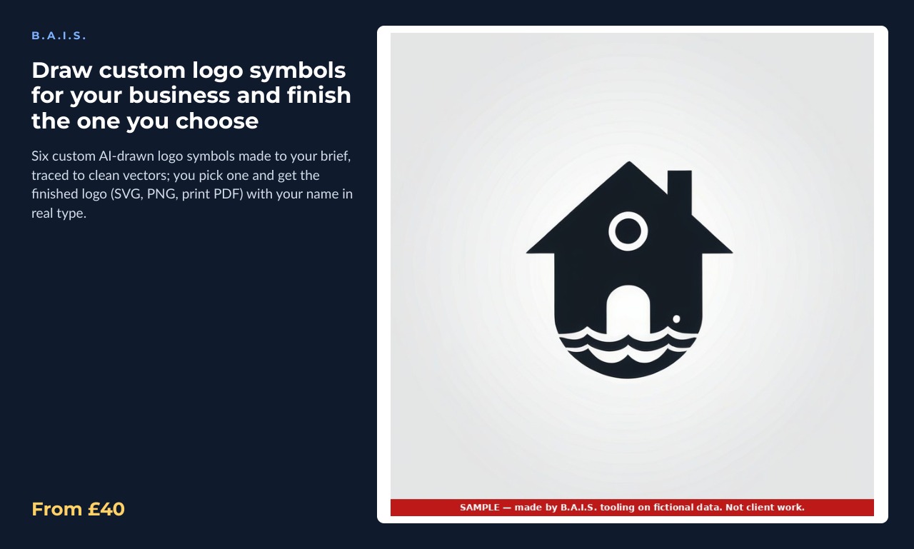 Sample output for: Draw custom logo symbols for your business and finish the one you choose