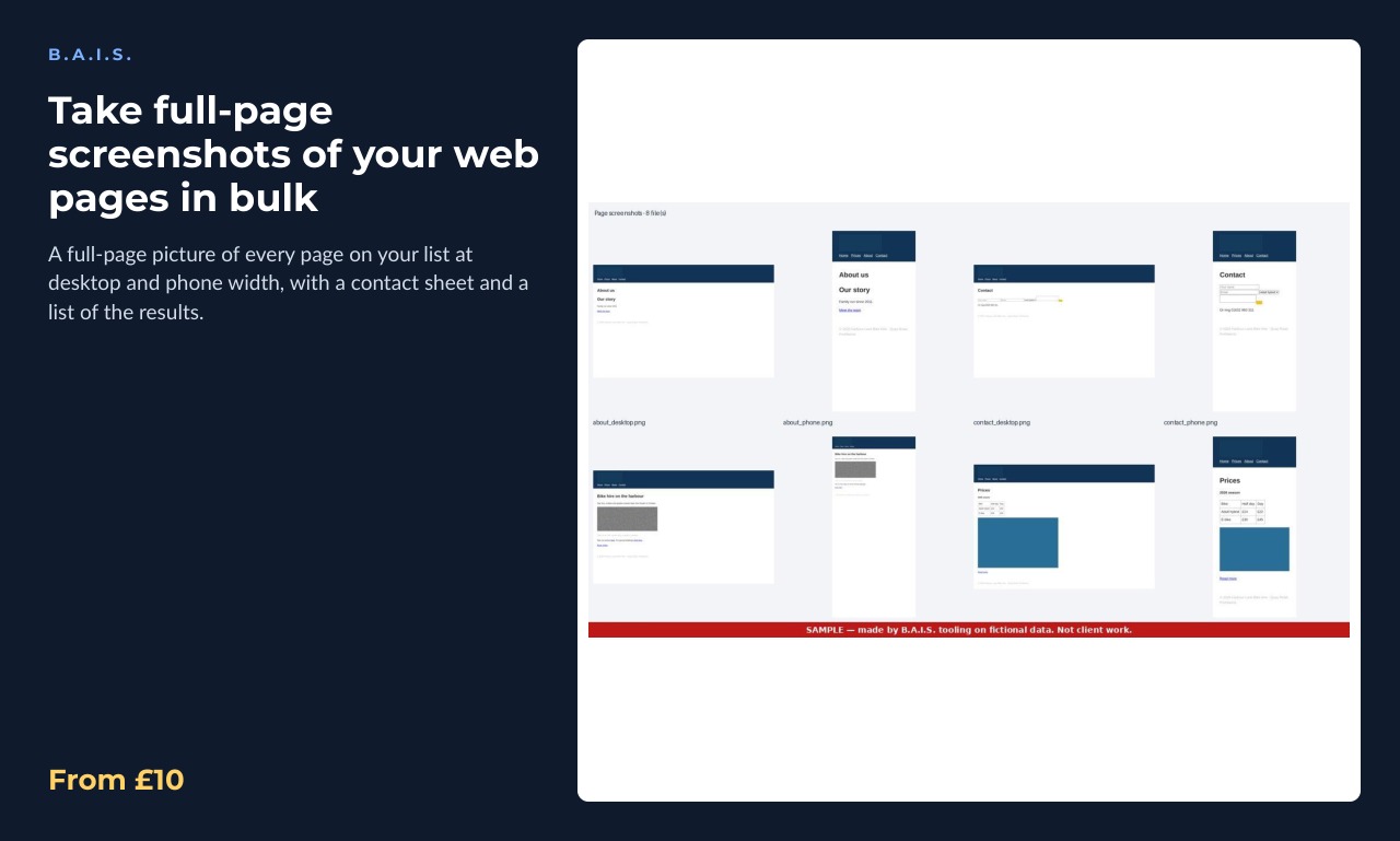 Sample output for: Take full-page screenshots of your web pages in bulk