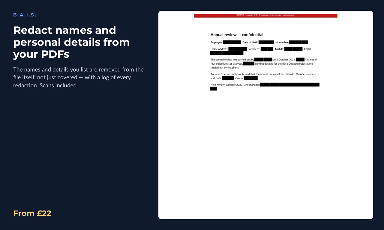 Sample output for: Redact names and personal details from your PDFs