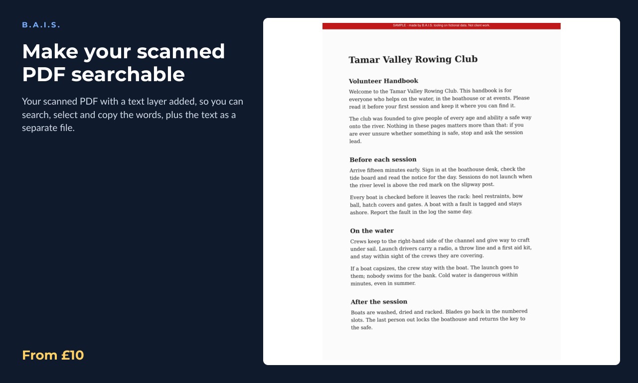 Sample output for: Make your scanned PDF searchable