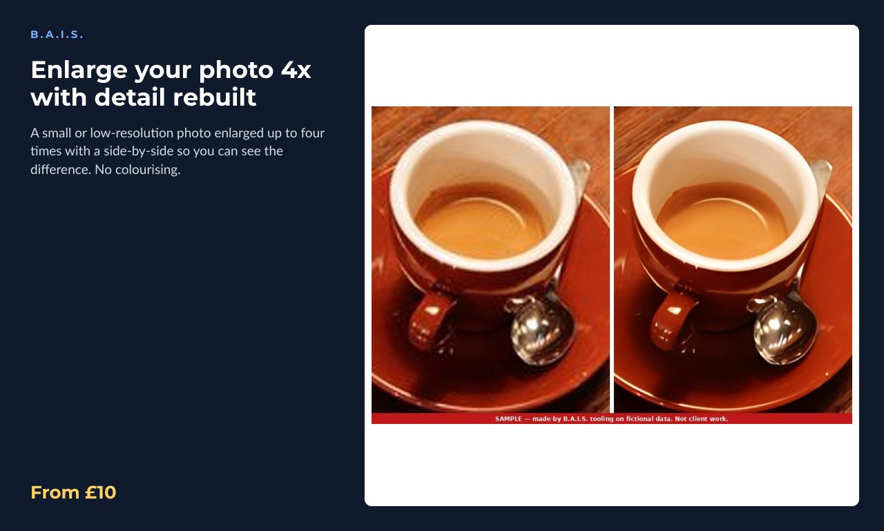 Sample output for: Enlarge your photo 4x with detail rebuilt