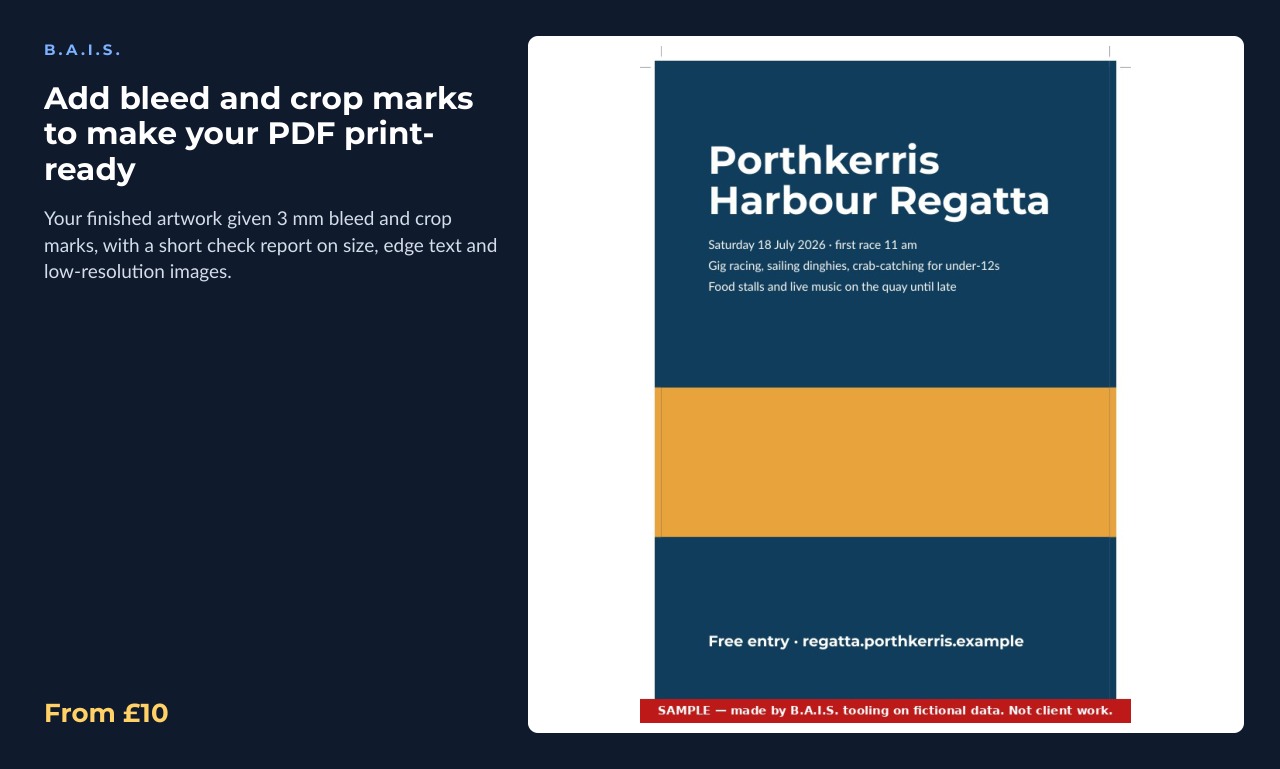 Sample output for: Add bleed and crop marks to make your PDF print-ready