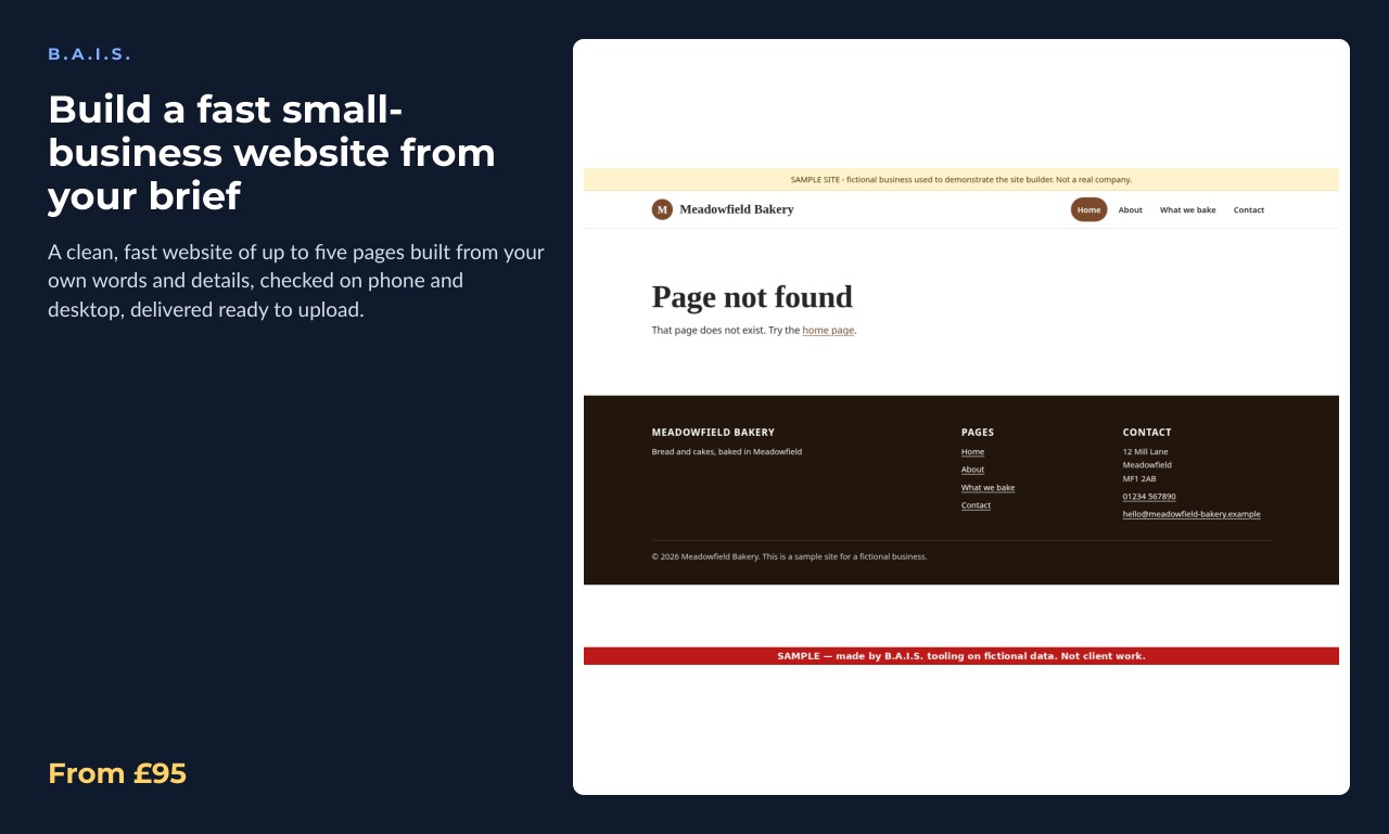Sample output for: Build a fast small-business website from your brief